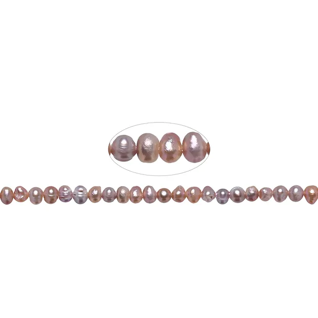 Cordón de patata, perla de agua dulce, violeta claro (teñida), 04 - 05mm | Marco Schreier
