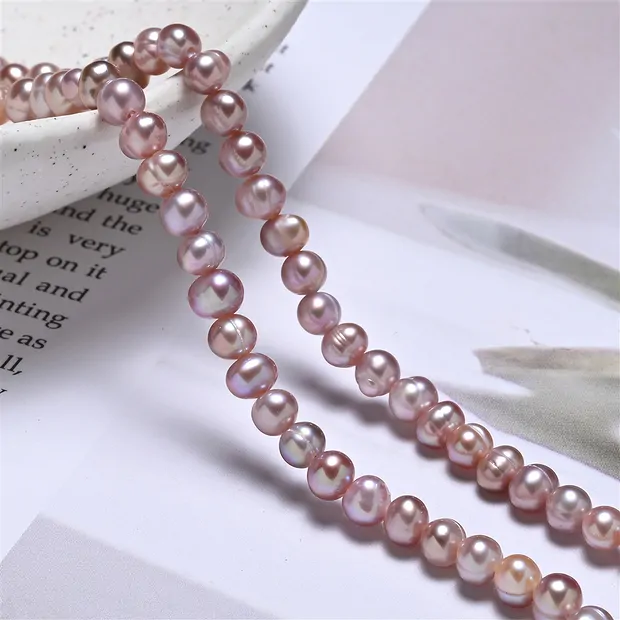 Collar redondo, perla de agua dulce, violeta (teñida), 04 - 05mm (39cm) | Marco Schreier