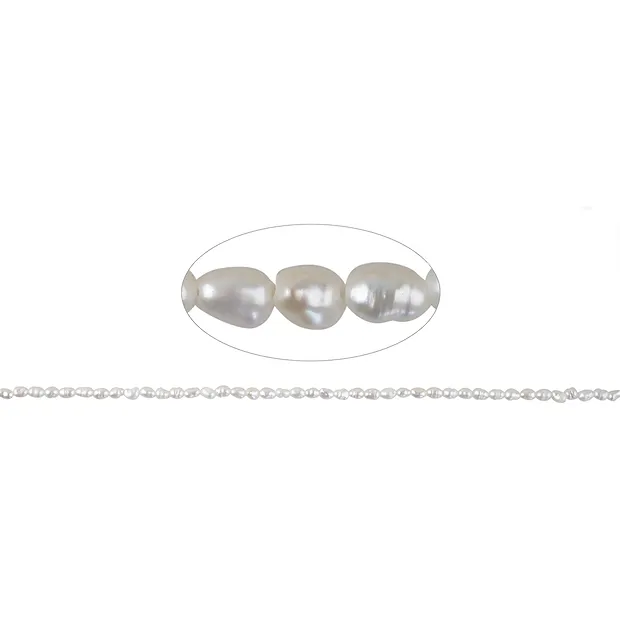 Strand of Rice Grain, Freshwater Pearl, White-Cream, 02.0–02.5 mm | Marco Schreier