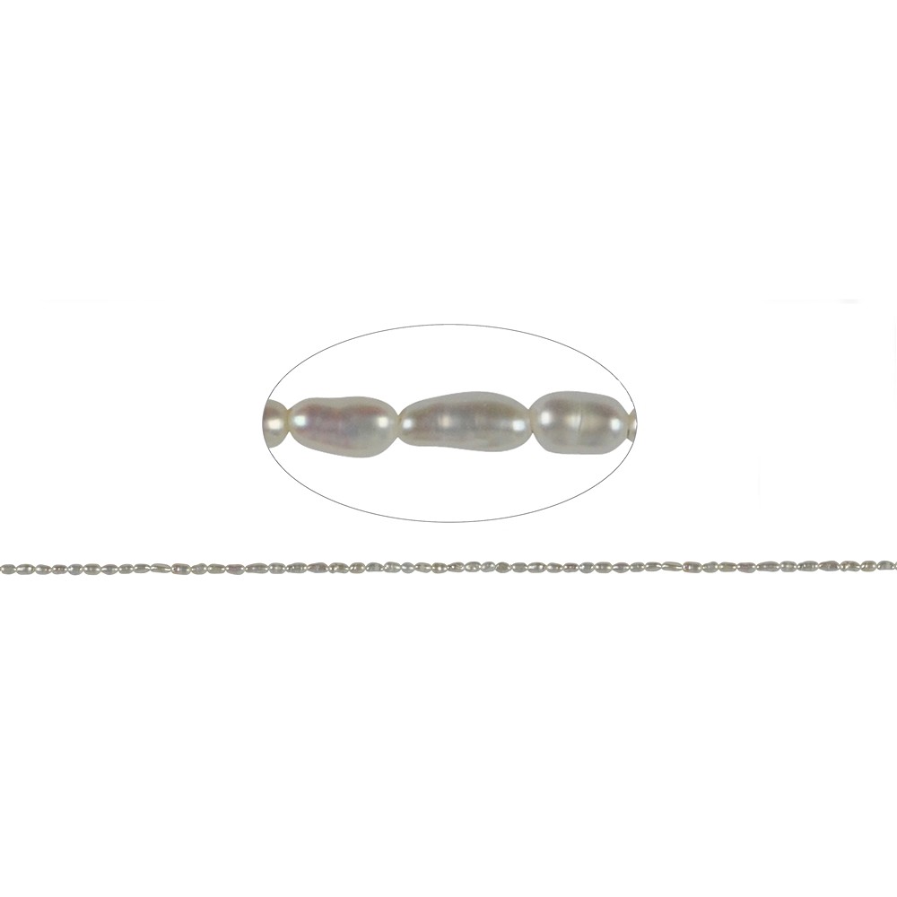 Hebra de perla de agua dulce A+, grano de arroz, blanca, 05 x 02mm | Marco Schreier