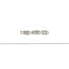 Strang Reiskorn, Süßwasser-Perle, weiß-creme, 05 x 02mm (38cm) | Marco Schreier