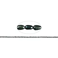 141840402243 Strand of rice grain, freshwater pearl AB, petrol (dyed), 04mm (35cm) | Marco Schreier