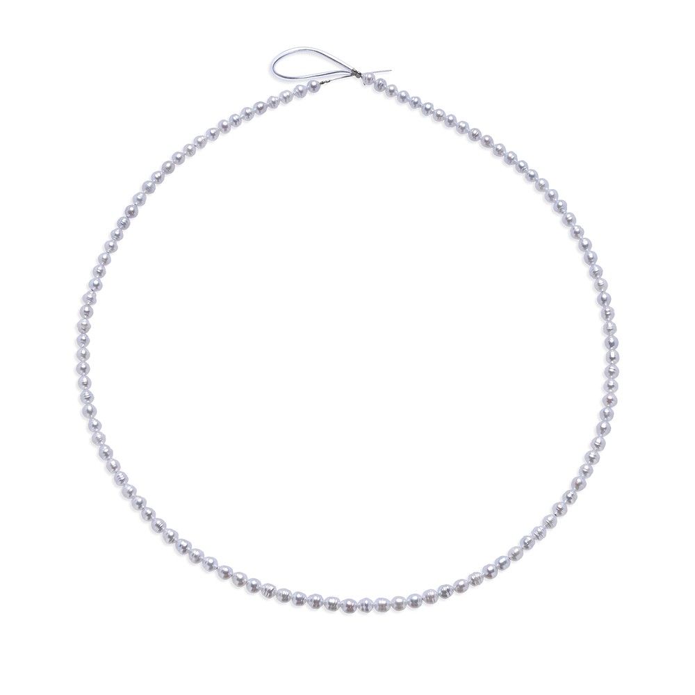 Strang Reiskorn, Süßwasser-Perle, silbergrau (gef.), 05 x 04mm (39cm) | Marco Schreier