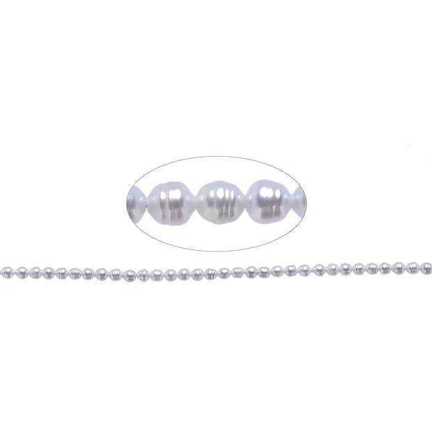 Collar de perlas de agua dulce, grano de arroz, gris plateado (teñido), 05 x 04mm (39cm) | Marco Schreier