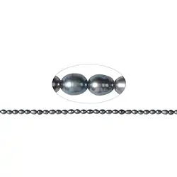 141840403245 Rang de collier grain de riz, perle d'eau douce A+, pétrole (teintée), 05 x 03-04mm (36cm) | Marco Schreier