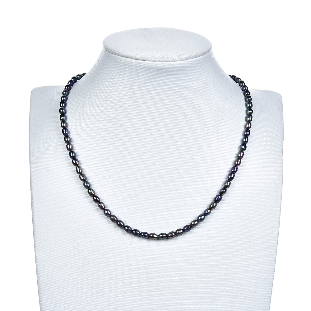 Rang de collier grain de riz, perle d'eau douce, pétrole (teintée), 05-06 x 03-04mm | Marco Schreier