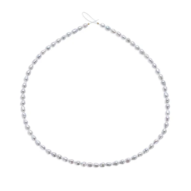Strand of rice grain, freshwater pearl, cream-white, 09mm (39cm) | Marco Schreier