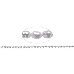 141840404010 Rang de collier grain de riz, perle d'eau douce, crème-blanc, 09mm (39cm) | Marco Schreier