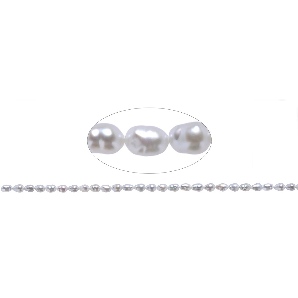 Rang de colliers grain de riz, perle d'eau douce, blanc-crème, 06 x 04-05mm (39cm) | Marco Schreier