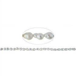 141840404015 Strang Reiskorn, Süßwasser-Perle, wei0-creme, 04-05 x 05mm | Marco Schreier