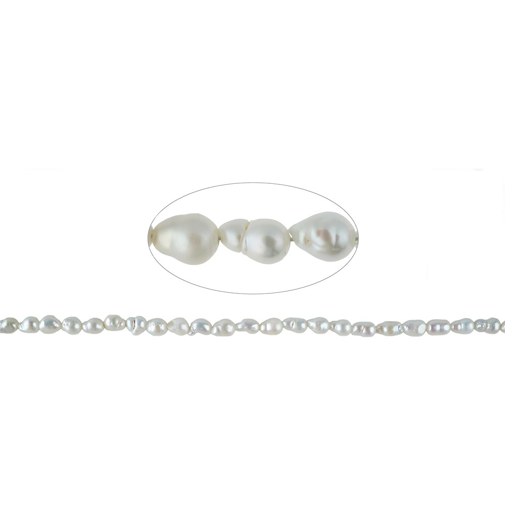 Strang Reiskorn, Süßwasser-Perle, wei0-creme, 04-05 x 05mm | Marco Schreier