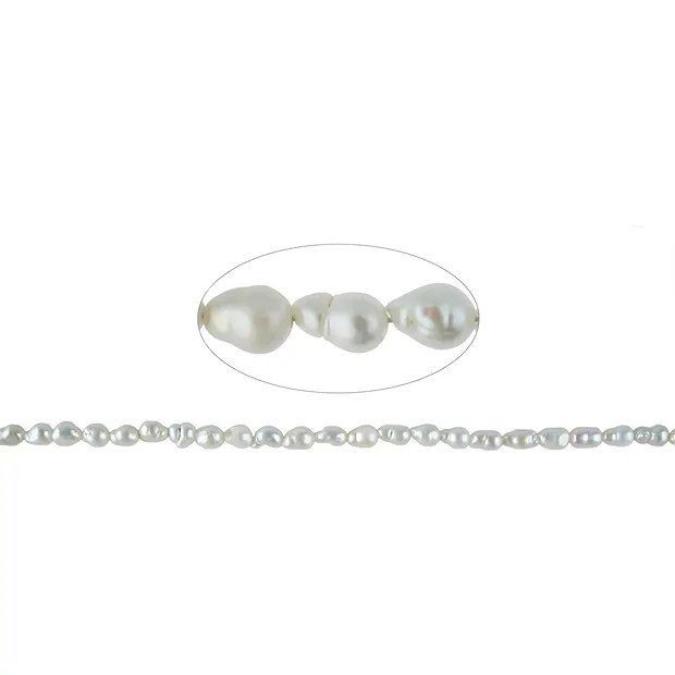 Rang de collier grain de riz, perle d'eau douce, blanc-crème, 04-05 x 05mm | Marco Schreier