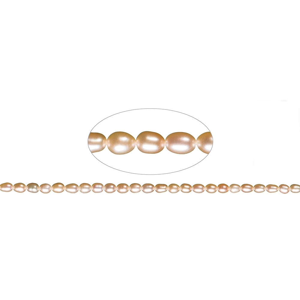 Strang Reiskorn, Süßwasser-Perle, lachs (natur), 06 - 07mm | Marco Schreier