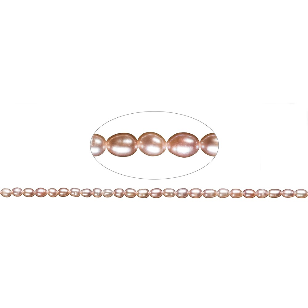 Filo di perle d'acqua dolce a grani di riso A, viola (naturale), 06-07mm | Marco Schreier