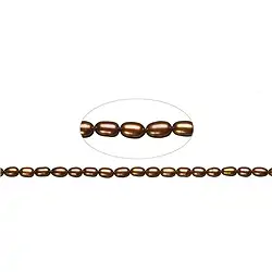 141840404234 Strand of rice grain, freshwater pearl A, brown (dyed), 06-07mm | Marco Schreier