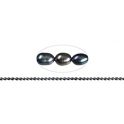 141840404283 Fili di perle d&#x27;acqua dolce a grani di riso, color petrolio (tinte), 06 - 07 mm | Marco Schreier