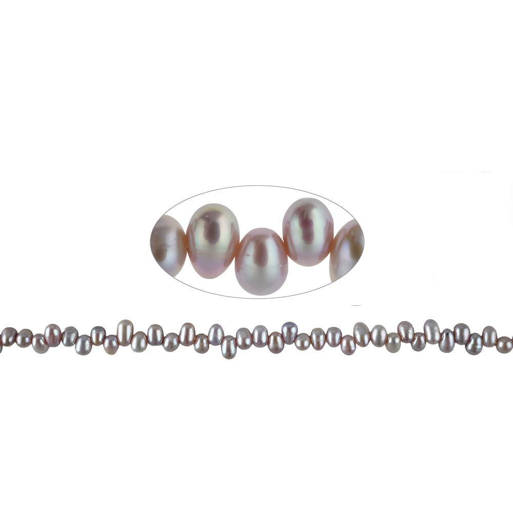 Rang de collier grain de riz, perle d'eau douce, lilas, 05 - 06mm (34cm) | Marco Schreier
