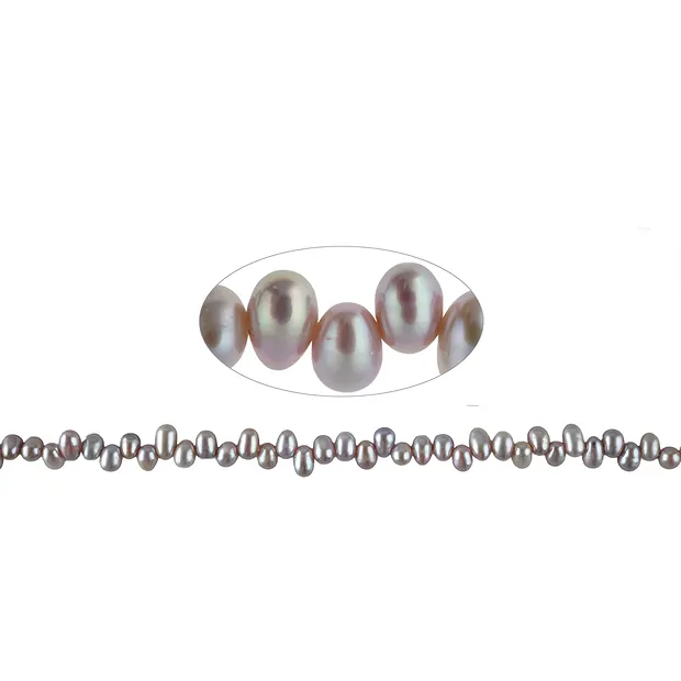 Rang de collier grain de riz, perle d'eau douce, lilas, 05 - 06mm (34cm) | Marco Schreier
