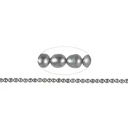 141840405254 Rang de collier grain de riz, perle d'eau douce A, gris argenté (teintée), 05-06mm | Marco Schreier