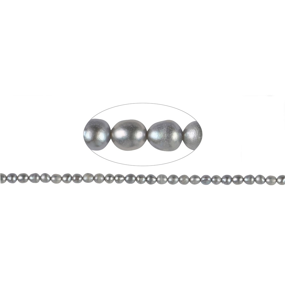 Strang Reiskorn, Süßwasser-Perle, silbergrau (gef.), 05-06mm | Marco Schreier