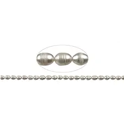 141840406042 Rang de colliers grain de riz, perle d'eau douce AB, blanc-crème, 08 x 06-07mm | Marco Schreier