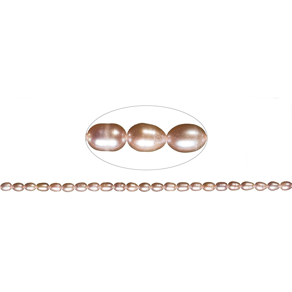 Strang Reiskorn, Süßwasser-Perle, lachs (natur), 08-09mm | Marco Schreier