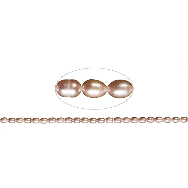 Hebra de perla de agua dulce A, grano de arroz, salmón (natural), 08-09mm | Marco Schreier