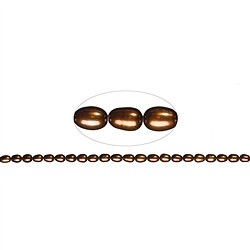 141840406234 Hebra de perla de agua dulce, grano de arroz, marr&#xF3;n (te&#xF1;ida), 08 - 09mm | Marco Schreier