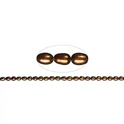 141840406234 Hebra de perla de agua dulce A, grano de arroz, marrón (teñida), aprox. 08-09mm | Marco Schreier