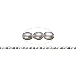 141840406254 Strand of rice grain, freshwater pearl A, silver-grey (dyed), 08-09mm | Marco Schreier