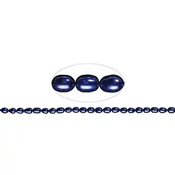 141840406344 Rang de collier grain de riz, perle d'eau douce A, violet (teintée), 08-09mm | Marco Schreier