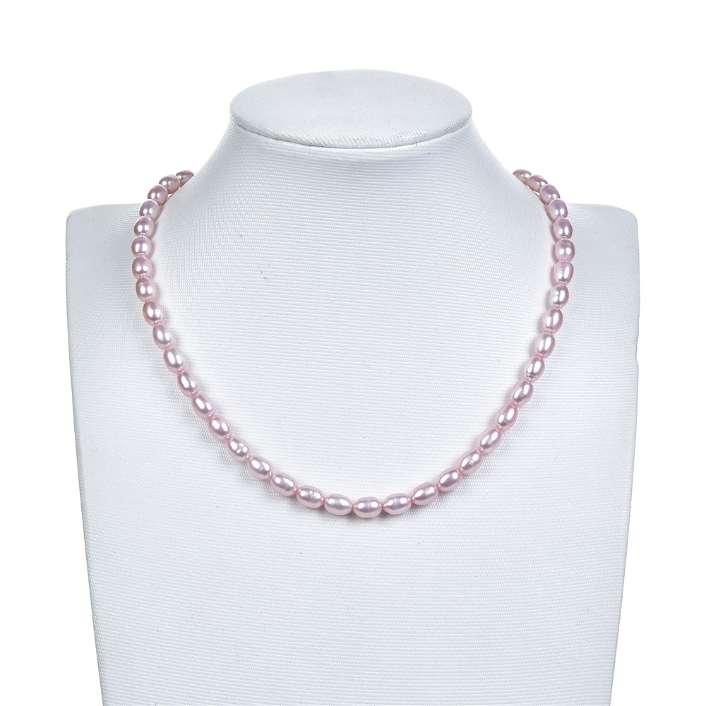 Strand of rice grain, freshwater pearl, pink (dyed), 07-09 x 06-07mm | Marco Schreier