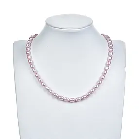 Rang de collier grain de riz, perle d'eau douce, rose (teintée), 07-09 x 06-07mm | Marco Schreier