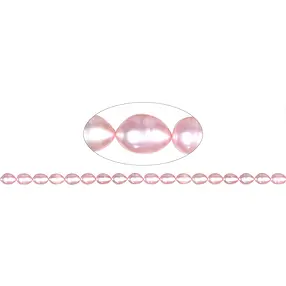 Rang de collier grain de riz, perle d'eau douce, rose (teintée), 07-09 x 06-07mm | Marco Schreier