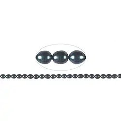 141840407243 Rang de collier grain de riz, perle d'eau douce AB, pétrole (teintée), 07-08mm (39cm) | Marco Schreier