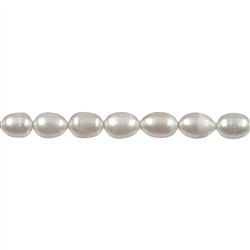 141840408011 Strand of rice grain, freshwater pearl, white-cream, 08 - 09mm | Marco Schreier