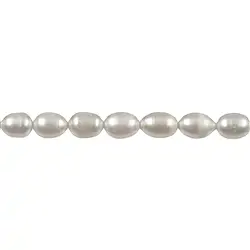 141840408011 Strand of rice grain, freshwater pearl C, white, 08-09mm | Marco Schreier