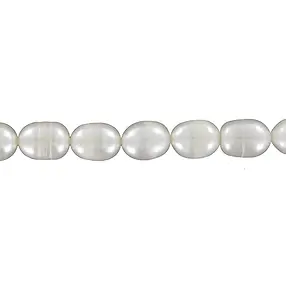 Strang Reiskorn, Süßwasser-Perle, weiß-creme, 09 - 10mm | Marco Schreier