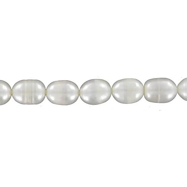 Strang Reiskorn, Süßwasser-Perle, weiß-creme, 09 - 10mm | Marco Schreier