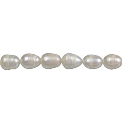 141840410043 Strand of rice grain, freshwater pearl, white-cream, 10 - 11mm | Marco Schreier