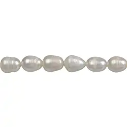 141840410043 Collar de perlas AB de agua dulce, grano de arroz, color blanco-crema (natural), 10-11mm | Marco Schreier