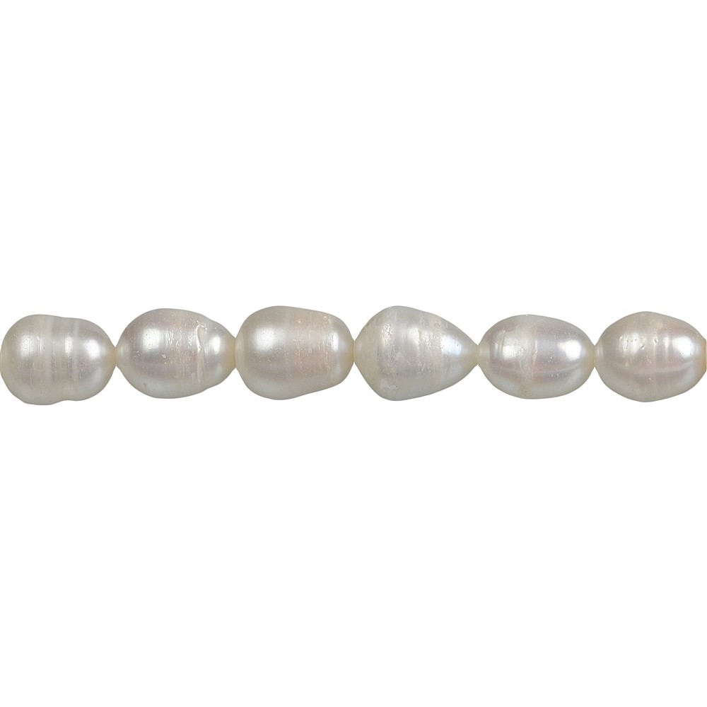 Strand of rice grain, freshwater pearl, white-cream, 10 - 11mm | Marco Schreier