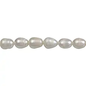 Rang de colliers grain de riz, perle d'eau douce, blanc-crème, 10 - 11mm | Marco Schreier