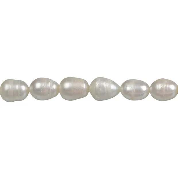 Strang Reiskorn, Süßwasser-Perle AB, weiß-creme (natur), 10-11mm | Marco Schreier