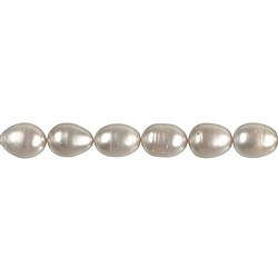 141840411013 Strand of rice grain, freshwater pearl, white-cream, 12 - 14mm (37cm) | Marco Schreier