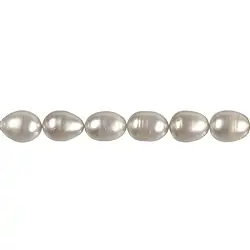 141840411013 Collar de perlas de agua dulce AB, grano de arroz, blancas, 12 - 14 mm (37 cm) | Marco Schreier