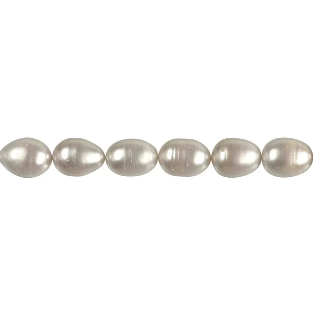 Strang Reiskorn, Süßwasser-Perle, weiß-creme, 12 - 14mm (37cm) | Marco Schreier