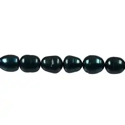 141840412242 Rang de collier grain de riz, perle d'eau douce B, pétrole (teintée), 12-13mm | Marco Schreier