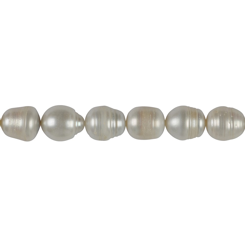 Strang Reiskorn, Süßwasser-Perle, weiß-creme, 13 - 15mm | Marco Schreier