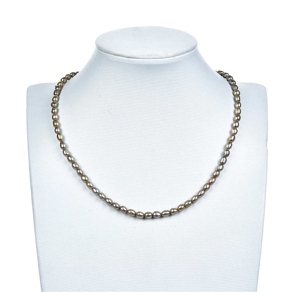 Strang Reiskorn, Süßwasser-Perle, gelbgrün (gef.), 06-07mm | Marco Schreier